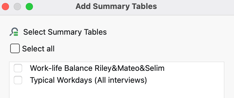 Insert a summary table Insert a summary table
